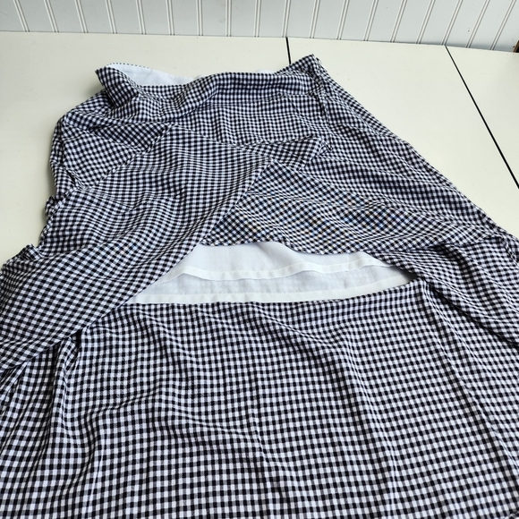 LOFT Women's Skirt Faux Wrap Gingham Black White Midi Lined Hi Low Hem Size 8 - Picture 6 of 10